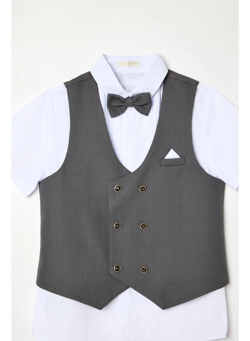 Victor And Jane  Boys 4 Piece Set Waistcoat, Shirt, Trousers & Bow Tie Set for Men | Best Price UAE